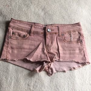 Low Rise Rose Colored Denim Shorts